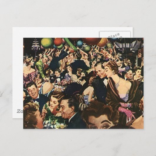 Briefkaart Fun Party Celebration Bash Crowd (Voorkant / Achterkant)