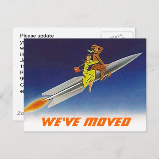 Briefkaart Fun Retro We hebben verplaatst New Addr (Voorkant / Achterkant)