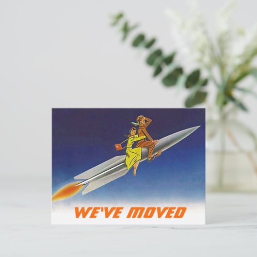 Briefkaart Fun Retro We hebben verplaatst New Addr (Staand voorkant)