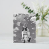 Briefkaart: Funny cat vliegt met ballonnen Briefkaart (Staand voorkant)
