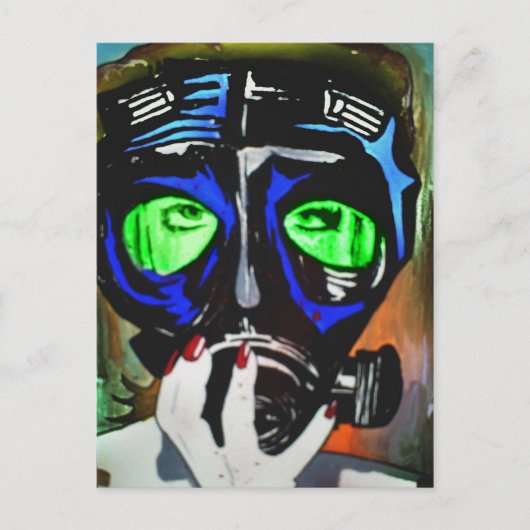 briefkaart 'Gas Mask Girl 2012' (Voorkant)