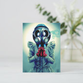 Briefkaart gasmasker (Staand voorkant)