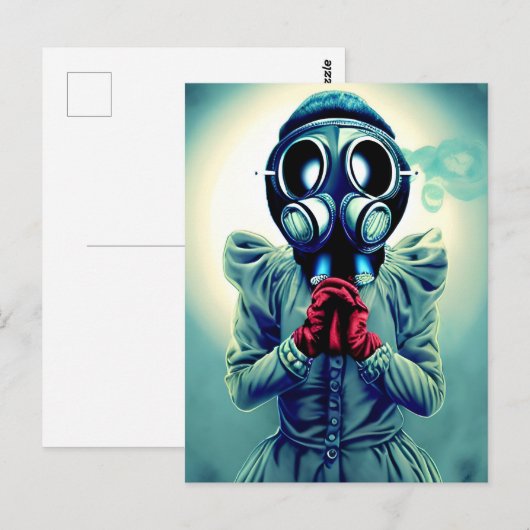 Briefkaart gasmasker (Voorkant / Achterkant)
