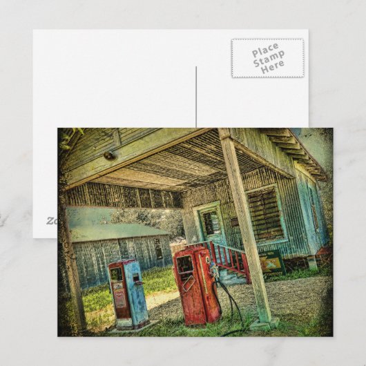 Briefkaart  gasstation (Voorkant / Achterkant)