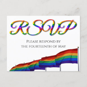 Briefkaart Gay Pride Rainbow Wedding RSVP
