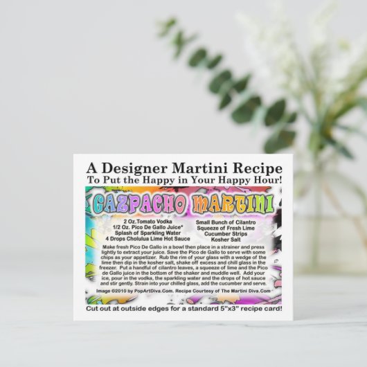 Briefkaart Gazpacho Martini Recipe (Staand voorkant)