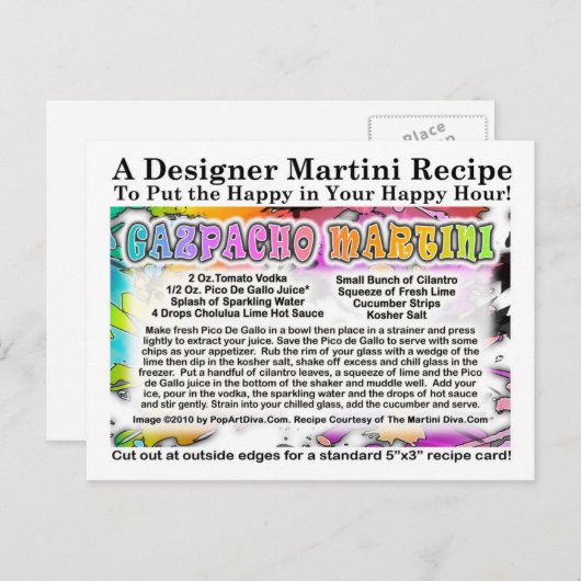 Briefkaart Gazpacho Martini Recipe (Voorkant / Achterkant)