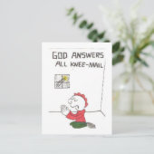 Briefkaart geanimeerde grappige gezegden (Staand voorkant)