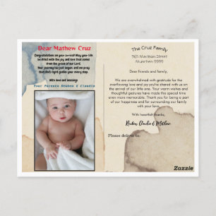 Briefkaart Geboorte & Zegen van baby.