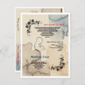 Briefkaart Geboorte & Zegen van baby. (Voorkant / Achterkant)