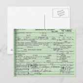 Briefkaart geboortecertificaat Obama (Voorkant / Achterkant)