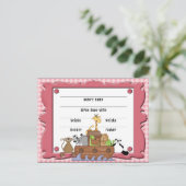 Briefkaart geboortetecertificaat voor Ark Baby Gir (Staand voorkant)