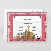 Briefkaart geboortetecertificaat voor Ark Baby Gir (Voorkant / Achterkant)