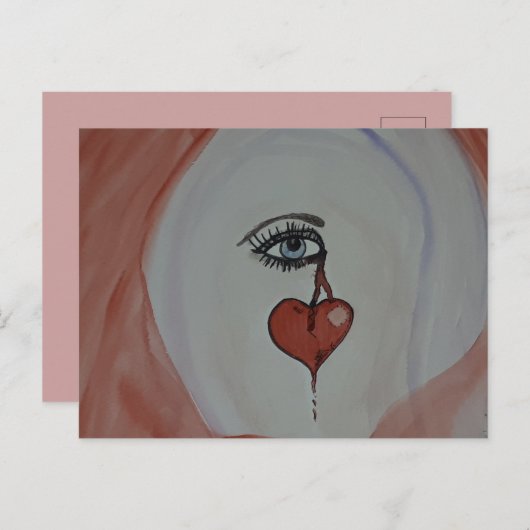 Briefkaart gebroken hart (Voorkant / Achterkant)