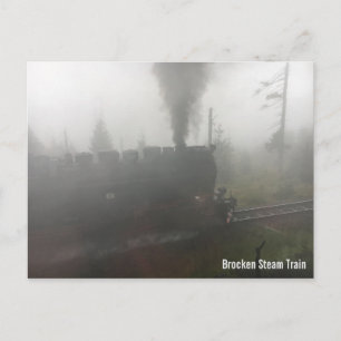 Briefkaart gebroken stuurstoomtrein