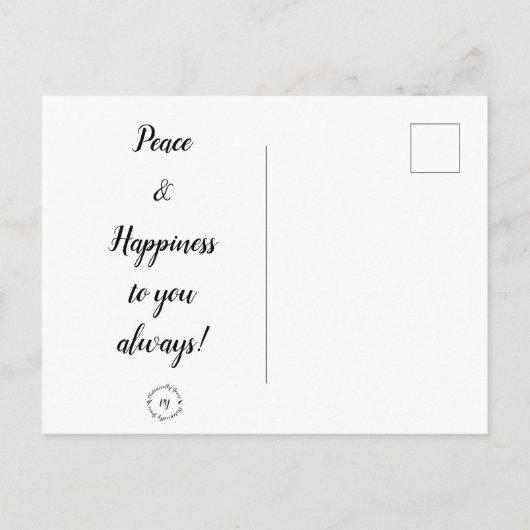 Briefkaart - Gedacht: vrede en geluk (Achterkant)