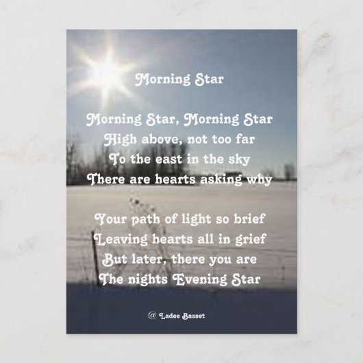 Briefkaart gedicht Morning Star van Ladee Basset (Voorkant)
