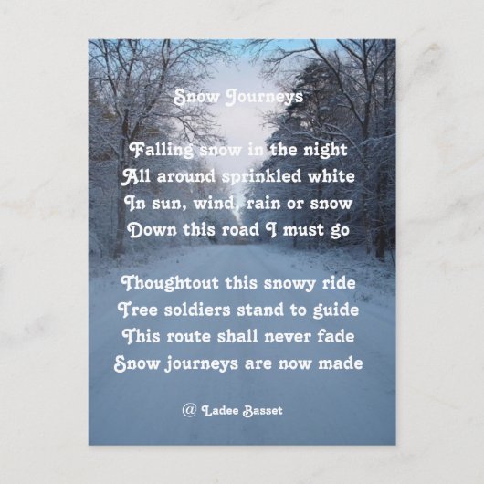 Briefkaart Gedicht Sneeuwreis door Ladee Basset (Voorkant)