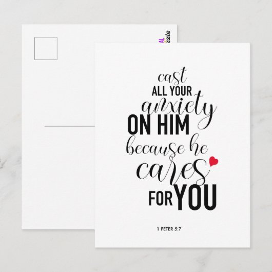 briefkaart "Gegoten al uw angsten" (Voorkant / Achterkant)