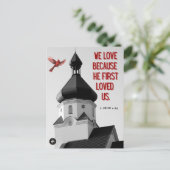 Briefkaart - Geheugenbijbelvers - 1 Johannes 4:19 (Staand voorkant)