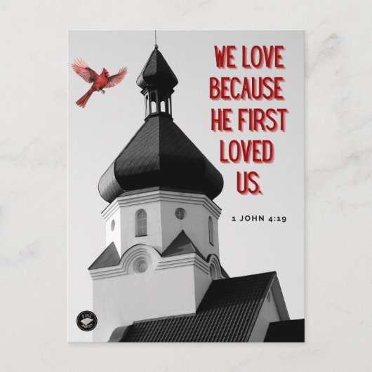 Briefkaart - Geheugenbijbelvers - 1 Johannes 4:19 (Voorkant)