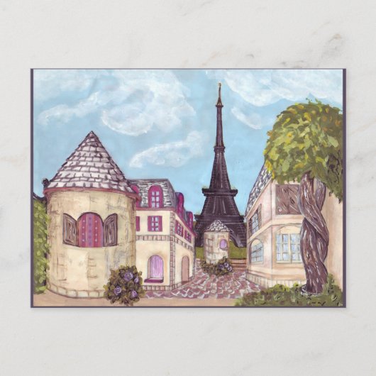 Briefkaart geïnspireerd door de Eiffeltoren in Par (Voorkant)
