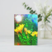 Briefkaart gele bloemen (Staand voorkant)