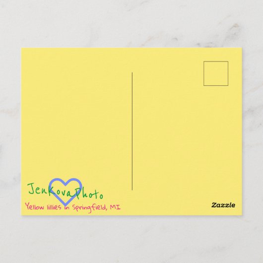 Briefkaart gele bloemen (Achterkant)