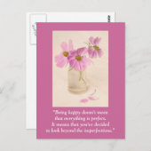 Briefkaart "Gelukkig zijn betekent niet…" (Voorkant / Achterkant)