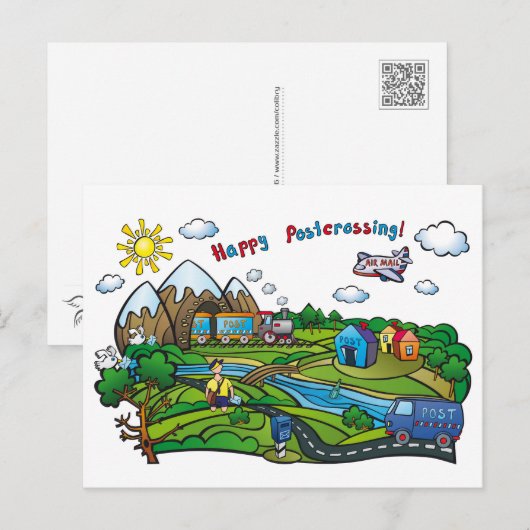 Briefkaart "Gelukkige Postcrossing! " (Voorkant / Achterkant)