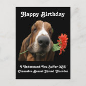 Briefkaart Gelukkige Verjaardag Basset Hound Met B (Voorkant)