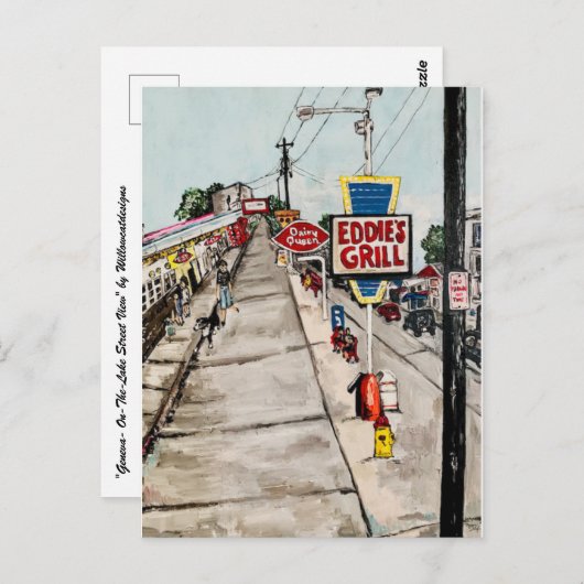 briefkaart "Genève-On-The-Lake Street Uitzicht" (Voorkant / Achterkant)