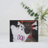Briefkaart German Shepherd Halloween Boo (Staand voorkant)