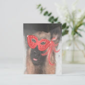 Briefkaart German Shepherd Mardi Gras Mask Red (Staand voorkant)