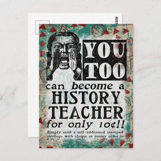 Briefkaart geschiedenisleraar - Funny  Retro (Voorkant / Achterkant)