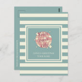 Briefkaart gestreept blauwgroen beige aangepaste p (Voorkant / Achterkant)