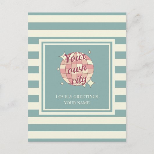 Briefkaart gestreept blauwgroen beige aangepaste p (Voorkant)