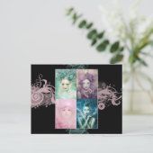 Briefkaart geverfde dames (Staand voorkant)