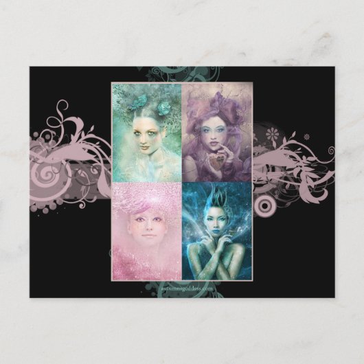 Briefkaart geverfde dames (Voorkant)
