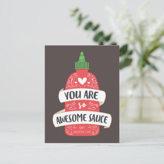 Briefkaart geweldige saus Valentijn (Staand voorkant)