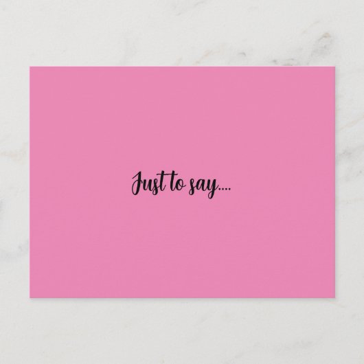 Briefkaart gewoon te zeggen roze wenskaart (Voorkant)