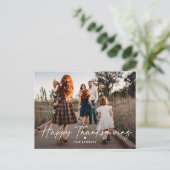 Briefkaart gewoon Thanksgiving-fotokaart met penne (Staand voorkant)