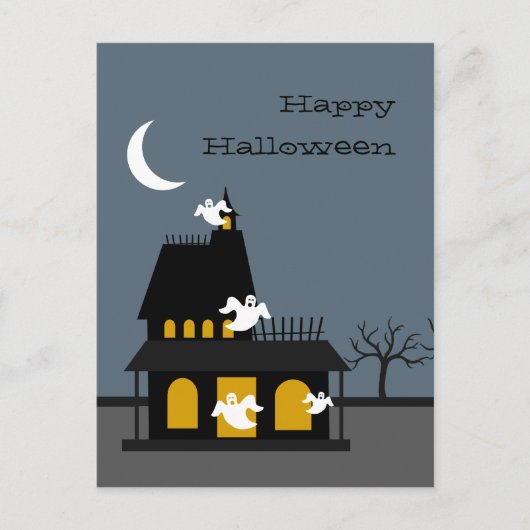 Briefkaart Ghosted Haunted House Halloween (Voorkant)