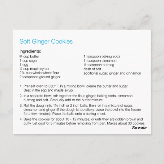 Briefkaart Ginger Cookies Recipe Card (Achterkant)