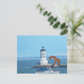 Briefkaart - Giraffe bij LA Harbour Light (Staand voorkant)