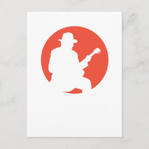 briefkaart gitarist silhouet