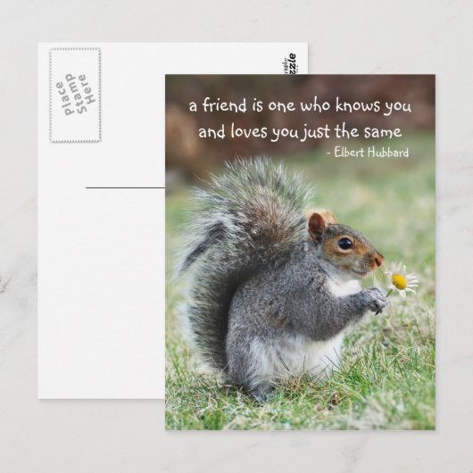 Briefkaart glimlachend eekhoornvriendschap (Voorkant / Achterkant)