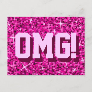 Briefkaart Glitz Pink "OMG!"