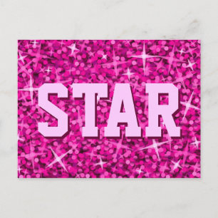 Briefkaart Glitz Pink "STAR"
