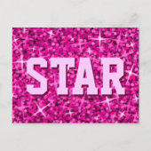 Briefkaart Glitz Pink "STAR" (Voorkant)